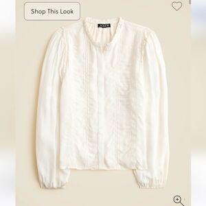 NWT J.Crew Women's Lace-trim pintuck top in crepe de chine Sz 12 $148 Regency